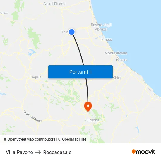 Villa Pavone to Roccacasale map