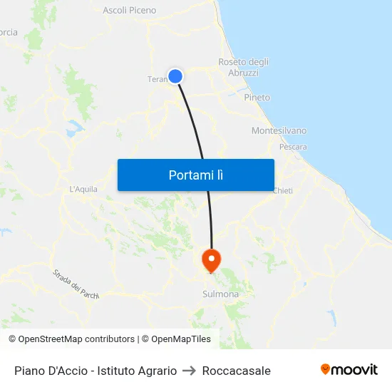 Piano D'Accio - Istituto Agrario to Roccacasale map