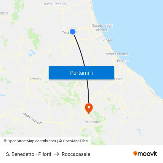 S. Benedetto - Pilotti to Roccacasale map