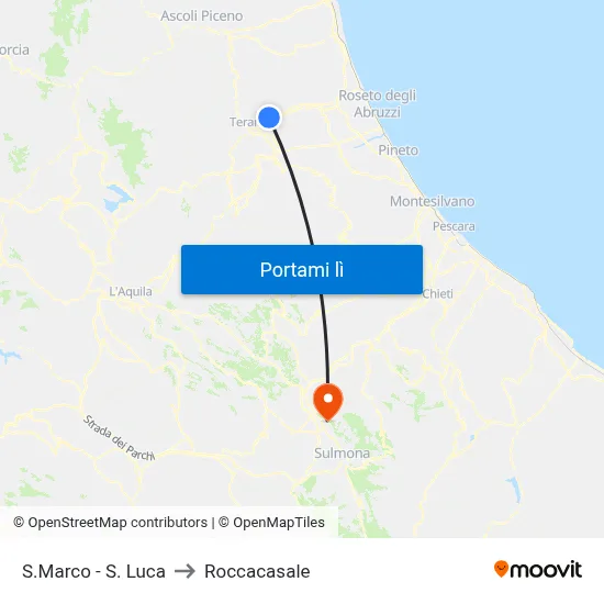 S.Marco - S. Luca to Roccacasale map
