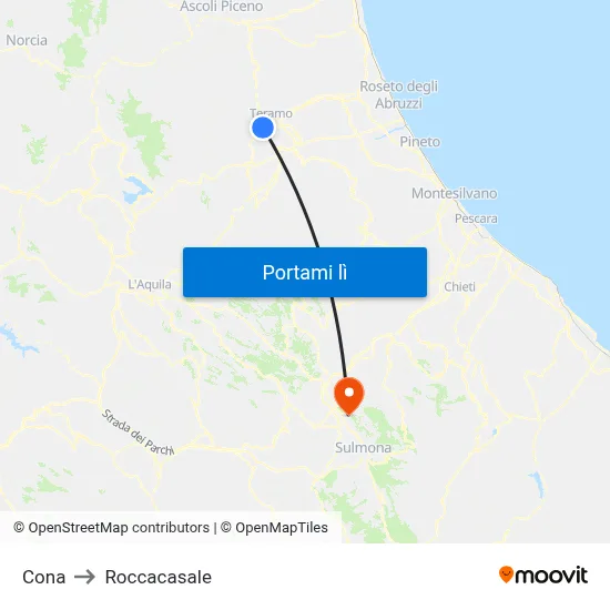 Cona to Roccacasale map