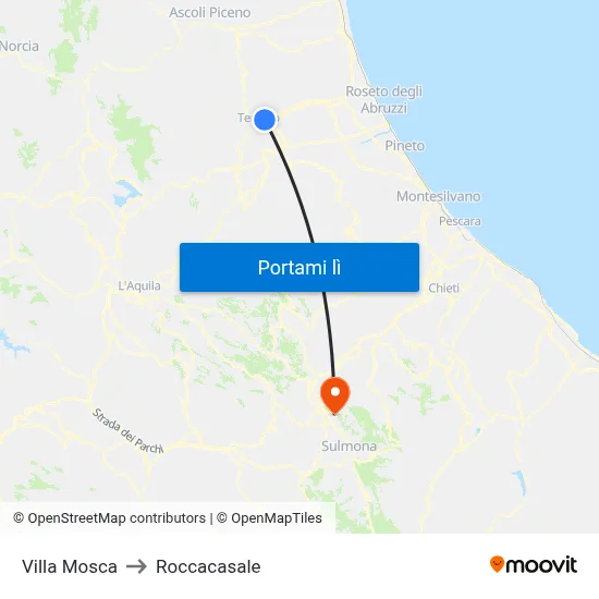 Villa Mosca to Roccacasale map