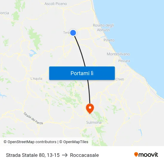Strada Statale 80, 13-15 to Roccacasale map