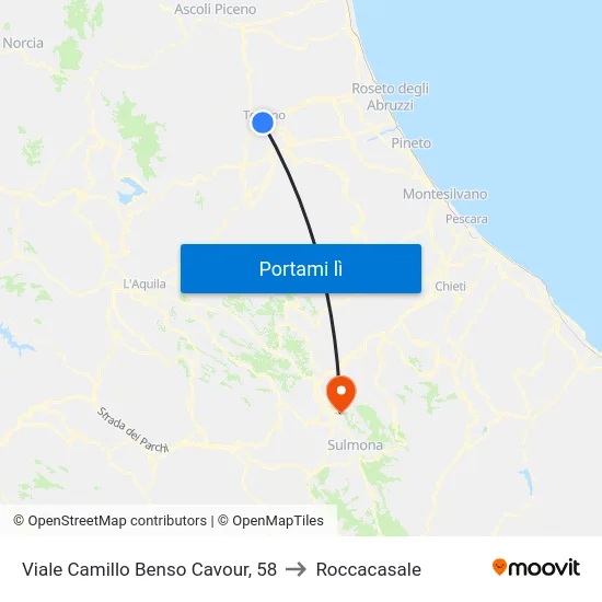 Viale Camillo Benso Cavour, 58 to Roccacasale map