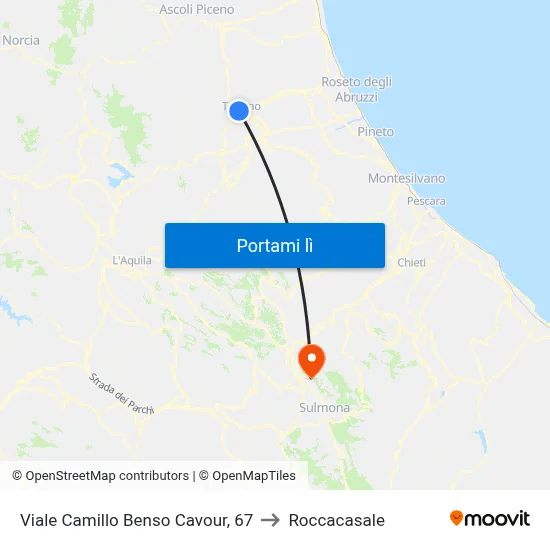 Viale Camillo Benso Cavour, 67 to Roccacasale map