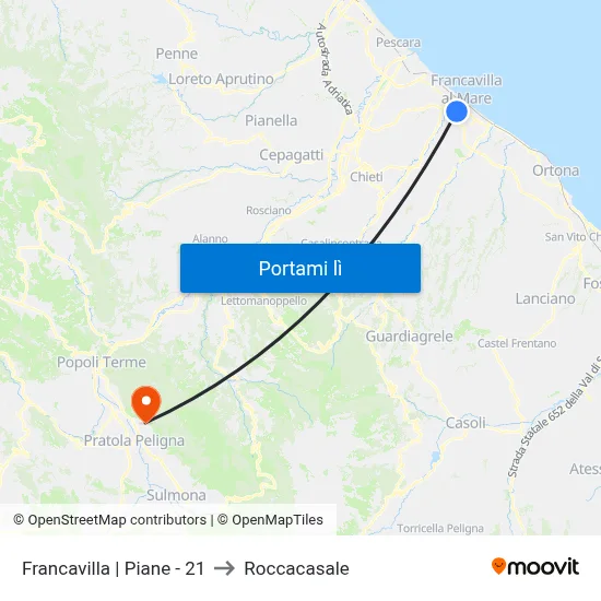 Francavilla | Piane - 21 to Roccacasale map