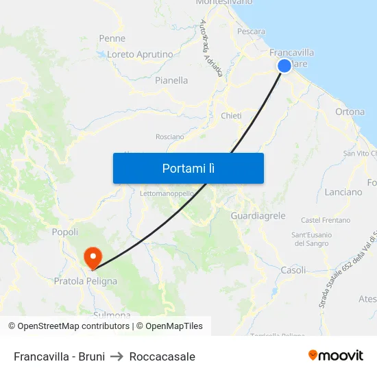 Francavilla - Bruni to Roccacasale map