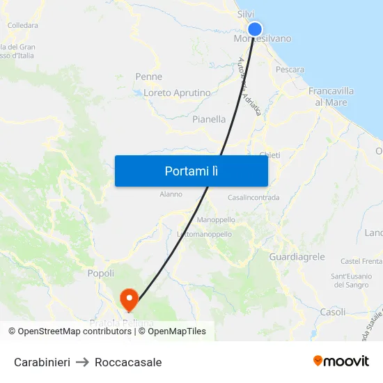 Carabinieri to Roccacasale map