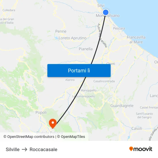 Silville to Roccacasale map