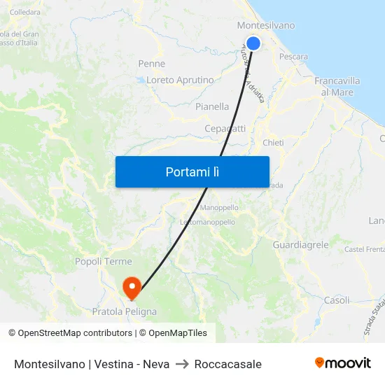 Montesilvano | Vestina - Neva to Roccacasale map