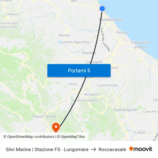 Silvi Marina | Stazione FS - Lungomare to Roccacasale map