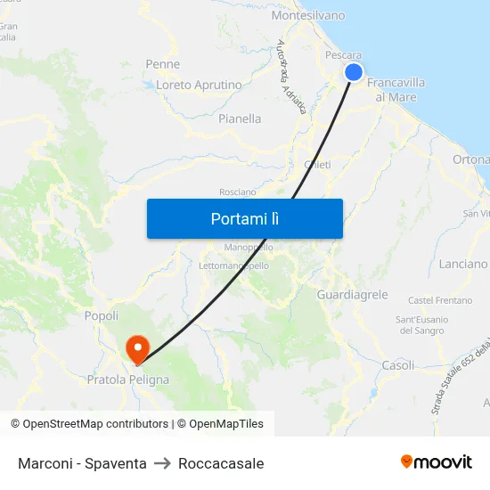 Marconi - Spaventa to Roccacasale map