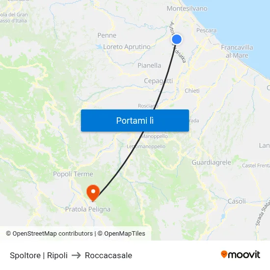 Spoltore | Ripoli to Roccacasale map