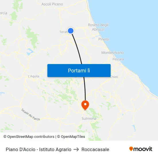 Piano D'Accio - Istituto Agrario to Roccacasale map