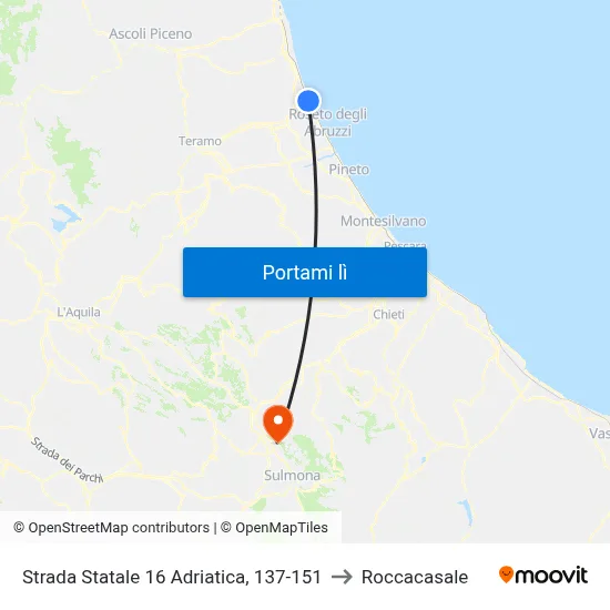 Strada Statale 16 Adriatica, 137-151 to Roccacasale map