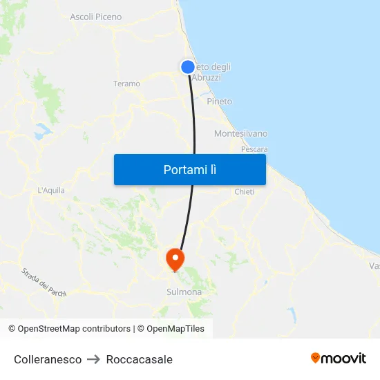 Colleranesco to Roccacasale map