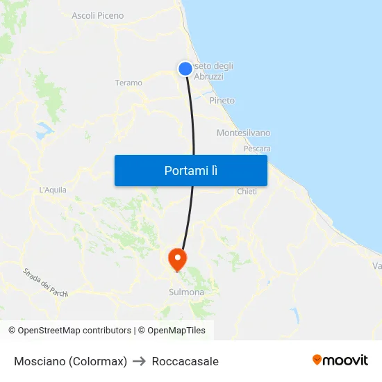 Mosciano (Colormax) to Roccacasale map