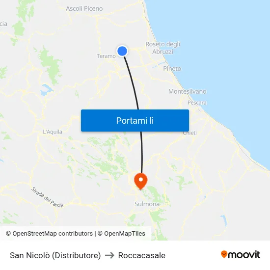 San Nicolò (Distributore) to Roccacasale map