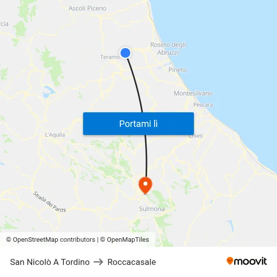 San Nicolò A Tordino to Roccacasale map