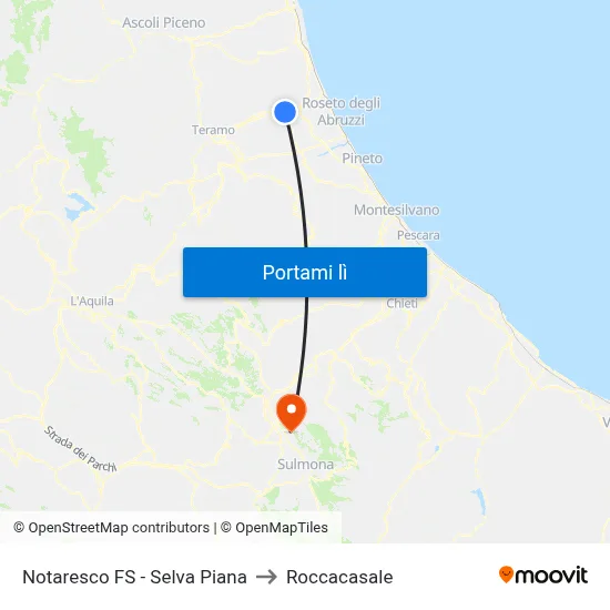 Notaresco FS - Selva Piana to Roccacasale map