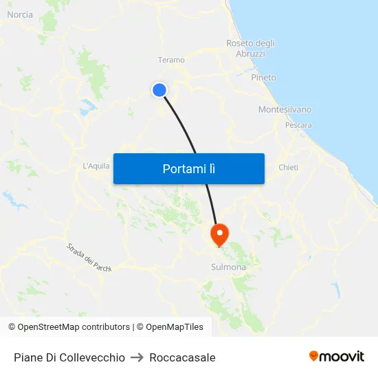 Piane Di Collevecchio to Roccacasale map