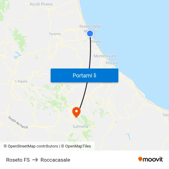 Roseto FS to Roccacasale map