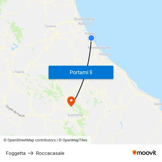 Foggetta to Roccacasale map