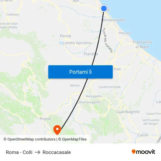 Roma - Colli to Roccacasale map