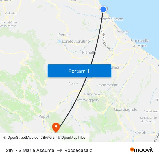 Silvi - S.Maria Assunta to Roccacasale map