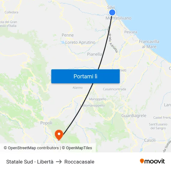 Statale Sud - Libertà to Roccacasale map
