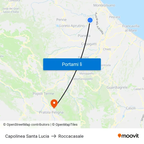 Capolinea Santa Lucia to Roccacasale map