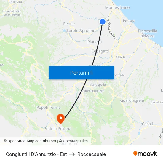 Congiunti | D'Annunzio - Est to Roccacasale map