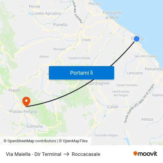 Via Maiella - Dir Terminal to Roccacasale map