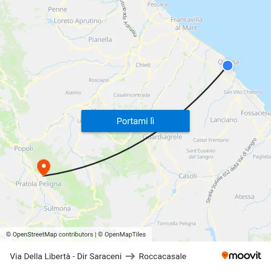 Via Della Libertà - Dir Saraceni to Roccacasale map