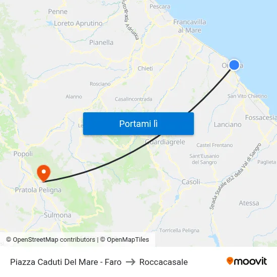 Piazza Caduti Del Mare - Faro to Roccacasale map
