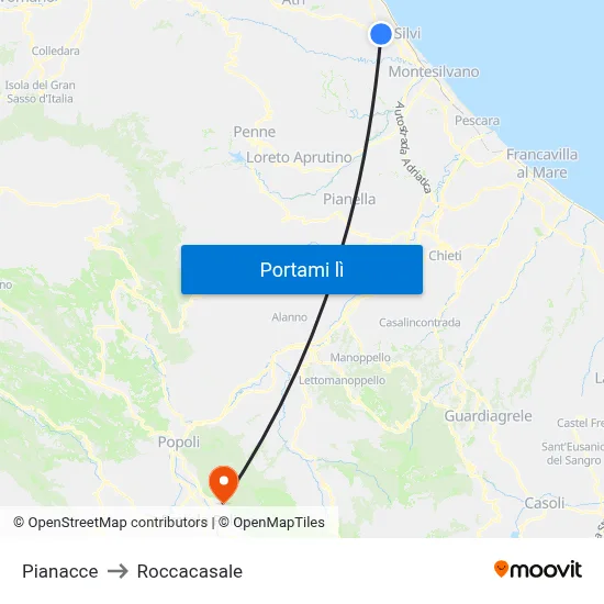 Pianacce to Roccacasale map