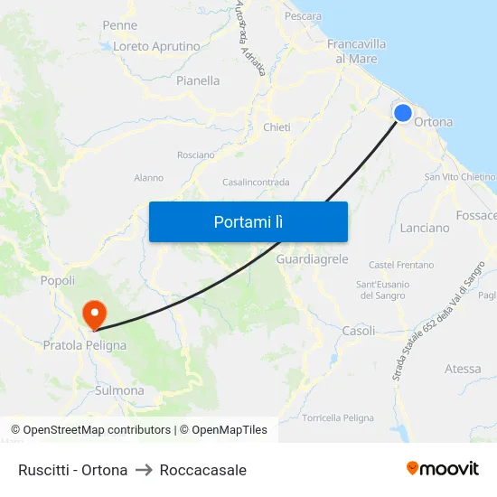 Ruscitti - Ortona to Roccacasale map