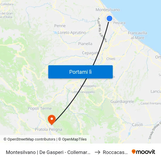 Montesilvano | De Gasperi - Collemare Est to Roccacasale map