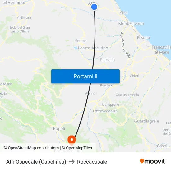 Atri Ospedale (Capolinea) to Roccacasale map