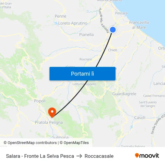 Salara - Fronte La Selva Pesca to Roccacasale map