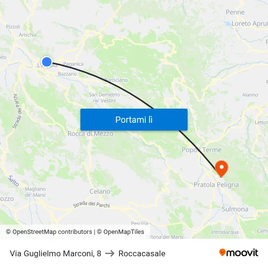 Via Guglielmo Marconi, 8 to Roccacasale map