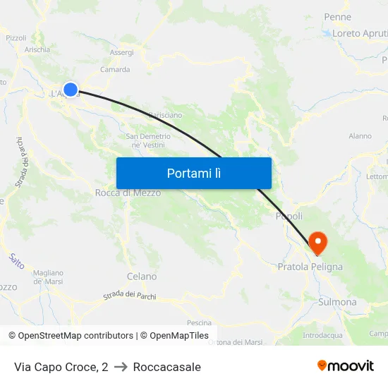 Via Capo Croce, 2 to Roccacasale map
