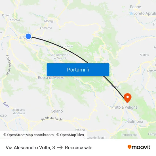 Via Alessandro Volta, 3 to Roccacasale map