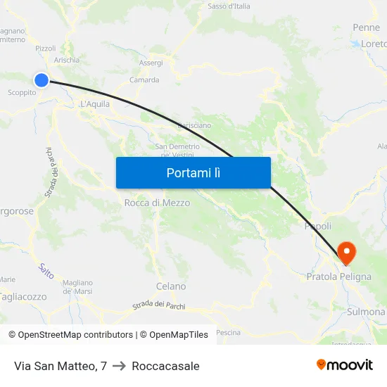 Via San Matteo, 7 to Roccacasale map
