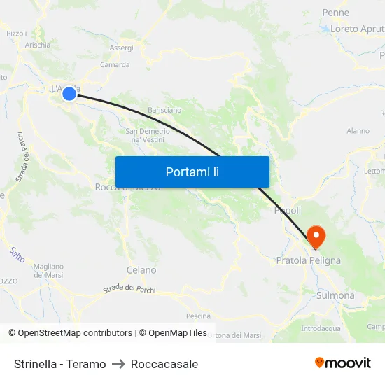 Strinella - Teramo to Roccacasale map
