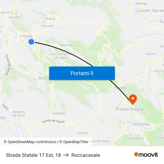 Strada Statale 17 Est, 18 to Roccacasale map