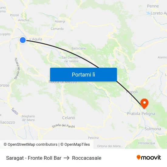 Saragat - Fronte Roll Bar to Roccacasale map