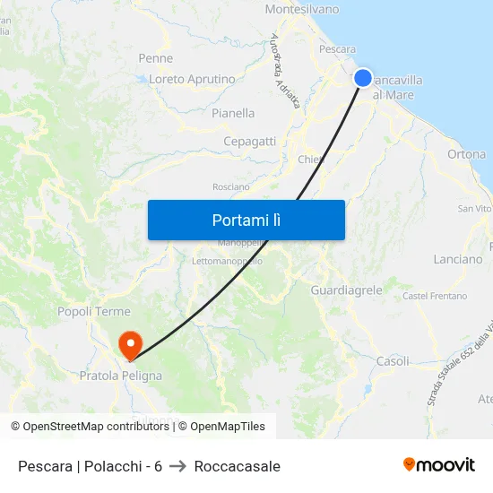 Pescara | Polacchi - 6 to Roccacasale map