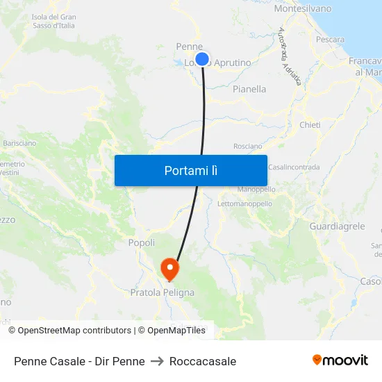 Penne Casale - Dir Penne to Roccacasale map