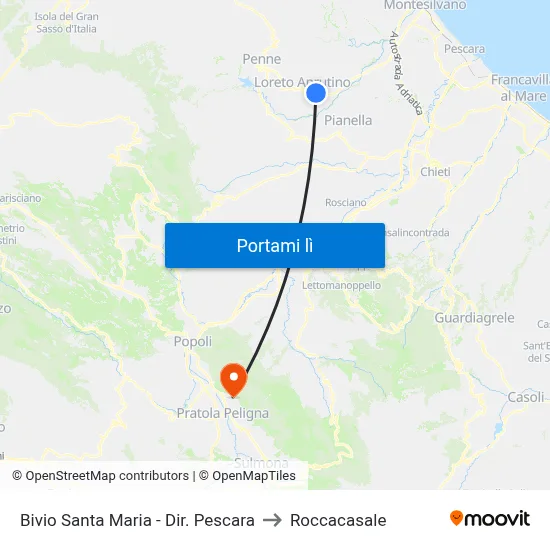 Bivio Santa Maria - Dir. Pescara to Roccacasale map